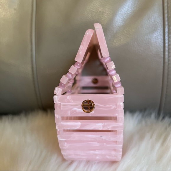 Cult Gaia Acrylic Ark Clutch Mini Top Handle Bag Pink Cocktail Party Wedding